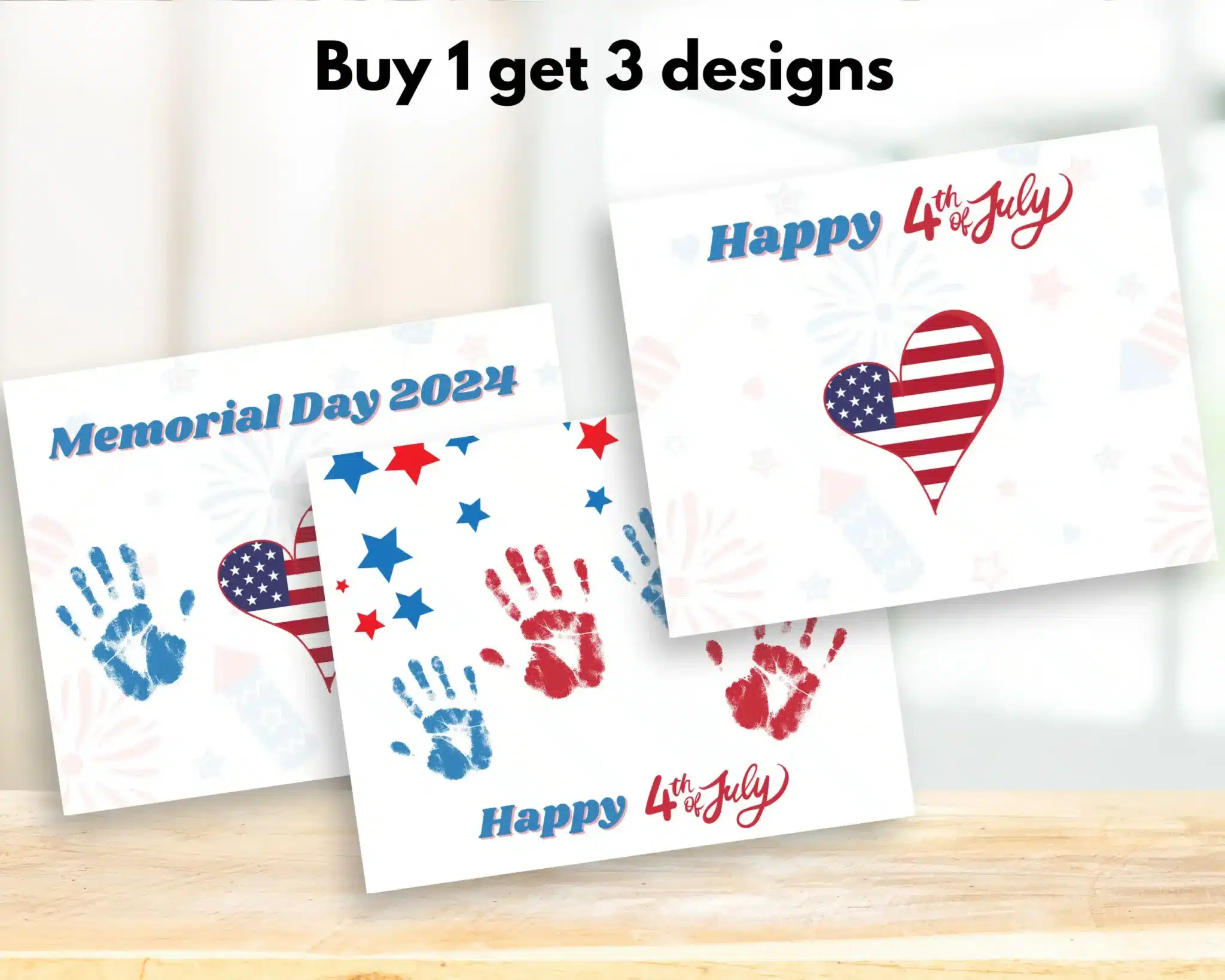 Celebrate Memorial Day 2024 and the 4th of July with the 4th Of July Handprint Art 3in1 Bundle—three patriotic designs (stars, handprints, hearts) for kids’ crafts. Buy 1, get 3 designs! Perfect to pair with coloring pages.