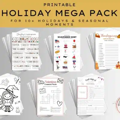 Mega pack for holidays, offering some fantastic holiday worksheets resources for 10 seasonal moments and celebrations throughout the year.