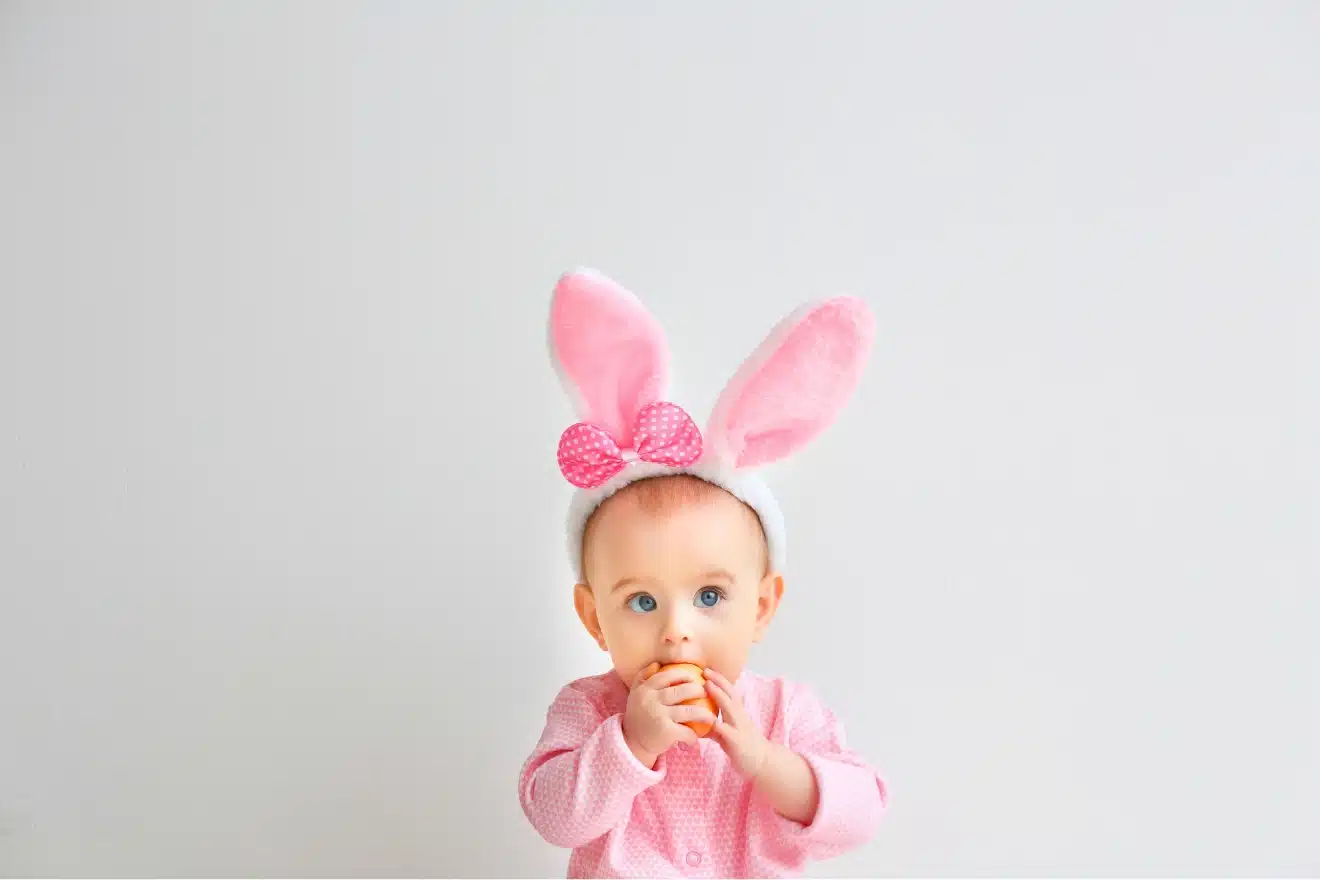 baby girl with bunny years